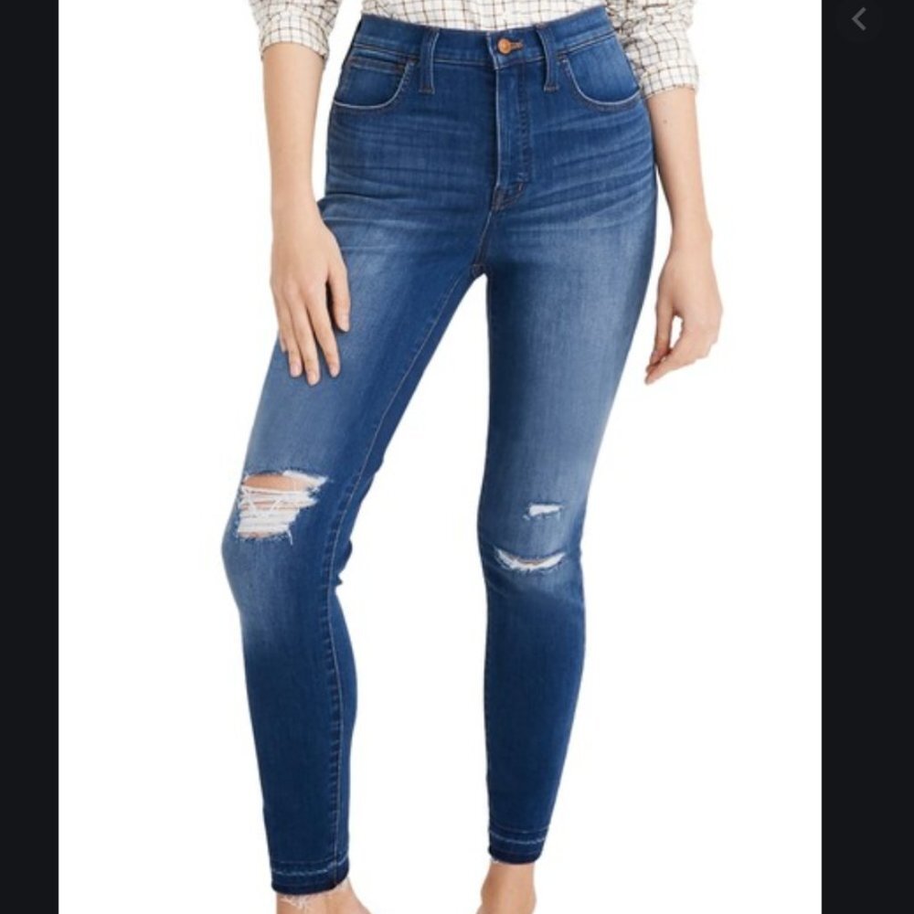 Madewell Ripped 10-In High Waist Crop Skinny Jean Size 36 NWT Bixley Dark Navy